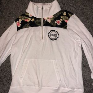 white PINK half zip